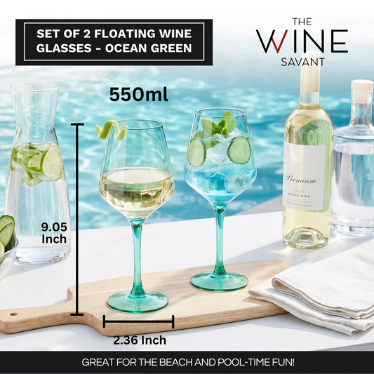 Floating Wine Glasses for Pool - Set of 2-15 OZ (Green)