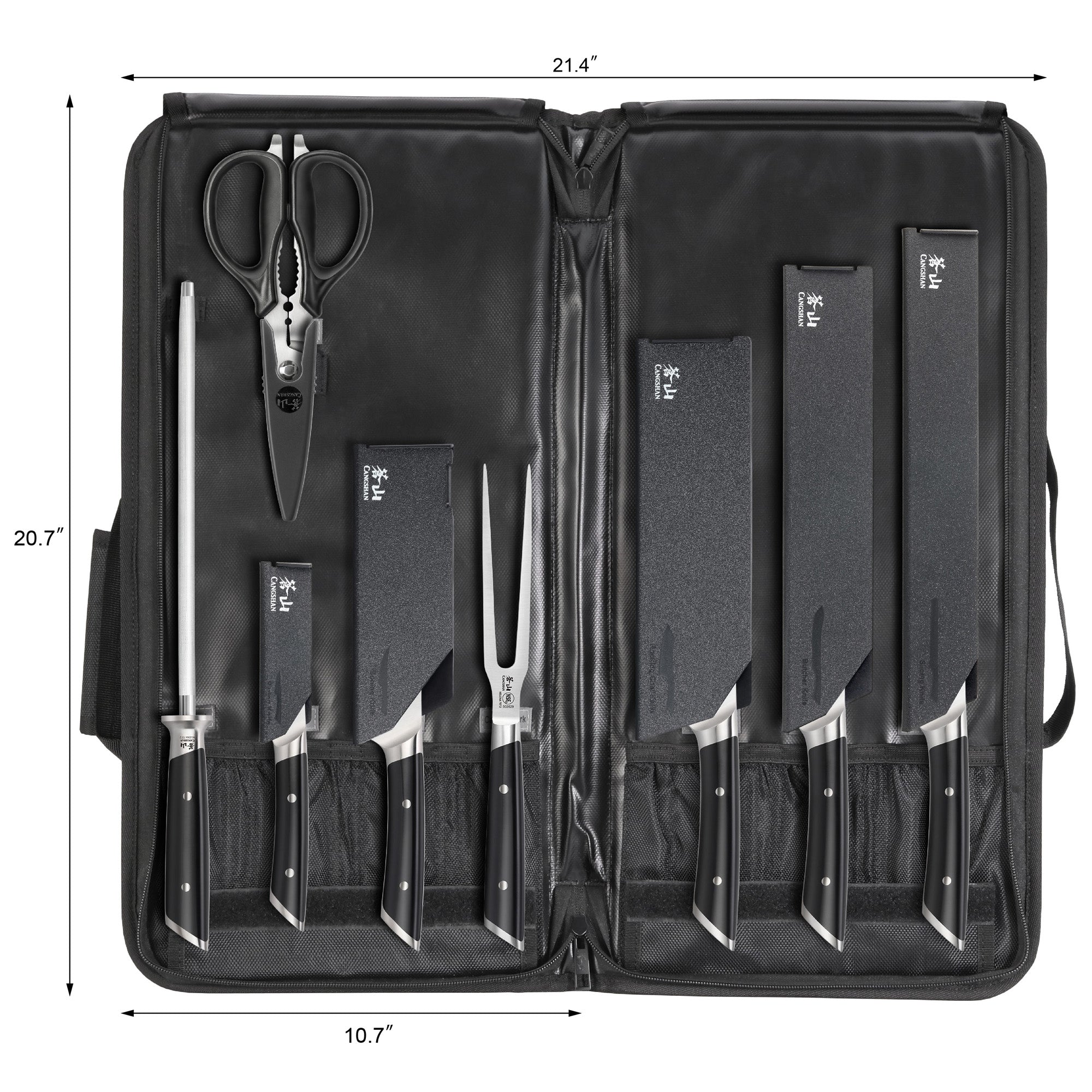 HELENA Series 9-Piece BBQ Knife Set with Black Bag, Forged German Steel