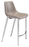 Magnus Counter Stool (Set of 2) Brown & Silver