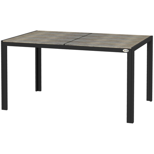 Outsunny 6-Seater Outdoor Dining Set: Contemporary Gray, Aluminum & Faux Wood, Spacious Rectangular Table for Garden Gatherings