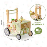 ROBUD Wooden Baby Push Walker Green Farm