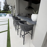 PURPLE LEAF Counter Stools Bar Stools Rattan Bar Stools Wicker Bar Chairs Woven Aluminum Barstools with Back and Cushions