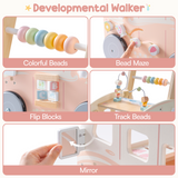 ROBUD Wooden Baby Push Walker - Pink Vacation Bus