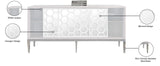 Zoey Contemporary Sideboard Buffet with Mirrored Inserts, White Lacquer Finish & Storage Space