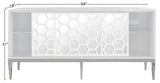 Zoey Contemporary Sideboard Buffet with Mirrored Inserts, White Lacquer Finish & Storage Space