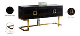 Beth Stainless Steel Modern Sideboard Buffet with Gold Trim for Chic Dining Room Storage