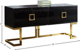 Beth Stainless Steel Modern Sideboard Buffet with Gold Trim for Chic Dining Room Storage