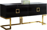 Beth Stainless Steel Modern Sideboard Buffet with Gold Trim for Chic Dining Room Storage