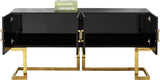 Beth Stainless Steel Modern Sideboard Buffet with Gold Trim for Chic Dining Room Storage