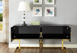 Beth Stainless Steel Modern Sideboard Buffet with Gold Trim for Chic Dining Room Storage