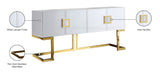 Beth Stainless Steel Modern Sideboard Buffet with Gold Trim for Chic Dining Room Storage