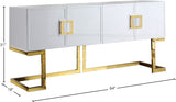 Beth Stainless Steel Modern Sideboard Buffet with Gold Trim for Chic Dining Room Storage