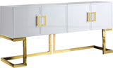 Beth Stainless Steel Modern Sideboard Buffet with Gold Trim for Chic Dining Room Storage