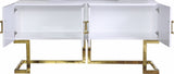 Beth Stainless Steel Modern Sideboard Buffet with Gold Trim for Chic Dining Room Storage
