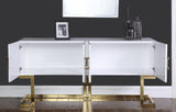 Beth Stainless Steel Modern Sideboard Buffet with Gold Trim for Chic Dining Room Storage