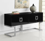 Beth Contemporary Sideboard Buffet with Chrome Stainless Steel Base for Stylish Dining Storage