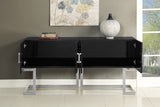 Beth Contemporary Sideboard Buffet with Chrome Stainless Steel Base for Stylish Dining Storage