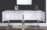 Beth Contemporary Sideboard Buffet with Chrome Stainless Steel Base for Stylish Dining Storage