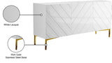 Collette Contemporary Sideboard Buffet with Gold Stainless Steel Base and Chevron White Lacquer Finish