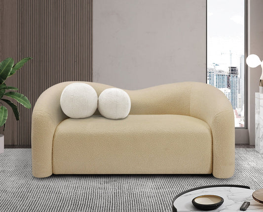 Kali Faux Shearling Teddy Fabric Loveseat