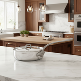 Mauviel M'Cook SB 5-Ply Saute Pan With Lid, Brushed Cast Stainless Steel Handle, 3.4-Qt