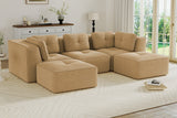 CORDELIA 116" 3-Seater High Armrest Sofa with 2 Ottomans