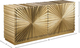 Golda Gold Leaf Sideboard Buffet - Glamorous Hand-Carved Starburst Design for Contemporary Dining Room