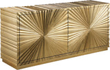 Golda Gold Leaf Sideboard Buffet - Glamorous Hand-Carved Starburst Design for Contemporary Dining Room