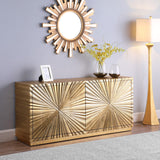 Golda Gold Leaf Sideboard Buffet - Glamorous Hand-Carved Starburst Design for Contemporary Dining Room