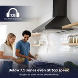 CIARRA 30 Inch Wall Mount Range Hood with Wave Gesture Control, 650 CFM Powerful Ventilation, Touch Control, LED Lighting CAB75206-N-OW