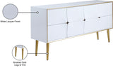 Pop Contemporary Sideboard Buffet with Chic White Lacquer Finish and Stylish Gold Accents