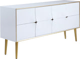 Pop Contemporary Sideboard Buffet with Chic White Lacquer Finish and Stylish Gold Accents