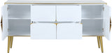 Pop Contemporary Sideboard Buffet with Chic White Lacquer Finish and Stylish Gold Accents
