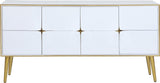 Pop Contemporary Sideboard Buffet with Chic White Lacquer Finish and Stylish Gold Accents