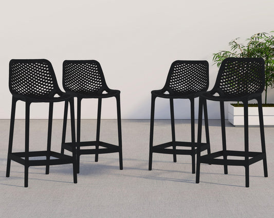 Mykonos Contemporary Outdoor Patio Stool Set of 4 - Weather Resistant, Stylish, Durable Design