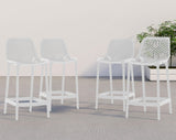 Mykonos Contemporary Outdoor Patio Stool Set of 4 - Weather Resistant, Stylish, Durable Design