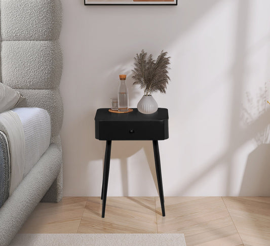 Rylan Night Stand - Modern Metal Storage Table with Drawer for a Stylish and Minimalist Bedroom Decor
