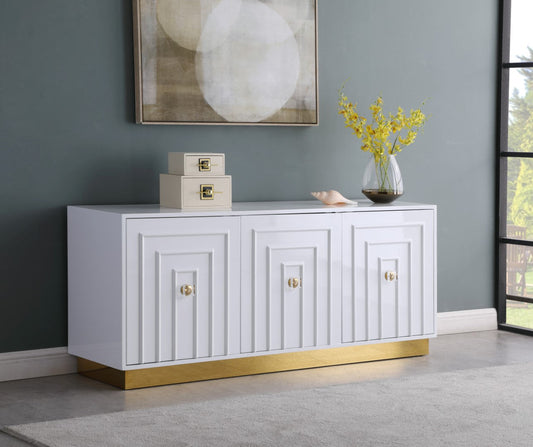 Cosmopolitan Acrylic Contemporary Sideboard Buffet with Gold Accents for Stylish Dining Spaces