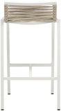 Maldives Outdoor Patio Barstool Set - Contemporary Beige Rope Fabric & White Aluminum Frame