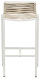 Maldives Outdoor Patio Barstool Set - Contemporary Beige Rope Fabric & White Aluminum Frame