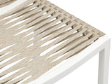 Maldives Outdoor Patio Barstool Set - Contemporary Beige Rope Fabric & White Aluminum Frame