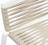 Maldives Outdoor Patio Barstool Set - Contemporary Beige Rope Fabric & White Aluminum Frame