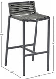 Maldives Outdoor Patio Barstool Set - Contemporary Beige Rope Fabric & White Aluminum Frame
