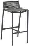 Maldives Outdoor Patio Barstool Set - Contemporary Beige Rope Fabric & White Aluminum Frame