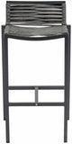 Maldives Outdoor Patio Barstool Set - Contemporary Beige Rope Fabric & White Aluminum Frame