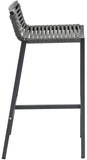 Maldives Outdoor Patio Barstool Set - Contemporary Beige Rope Fabric & White Aluminum Frame