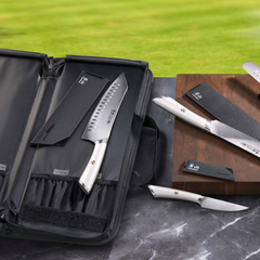 ELBERT Series 6-Piece BBQ Knife Kit with Black Knife Bag, Forged German Steel