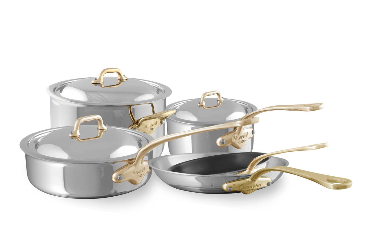 Mauviel M'COOK B 5-Ply 8-Piece Cookware Set With Brass Handles