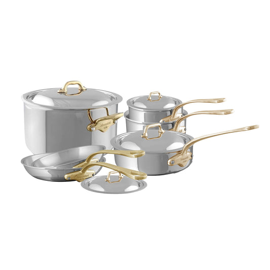 Mauviel M'COOK B 5-Ply 10-Piece Cookware Set With Brass Handles