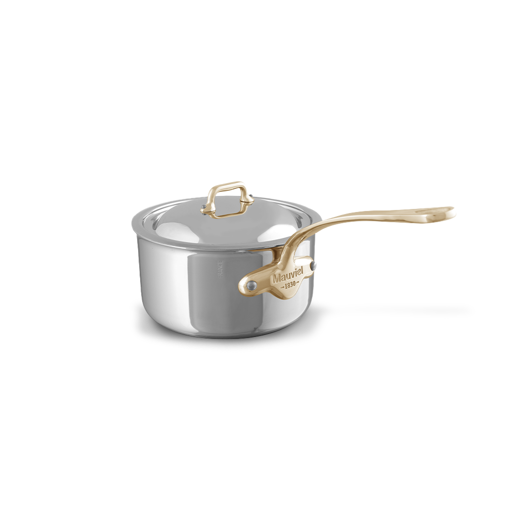 Mauviel M'COOK B 5-Ply Polished Stainless Steel Sauce Pan With Lid 3.4-qt and Frying Pan 10.2-in Bundle